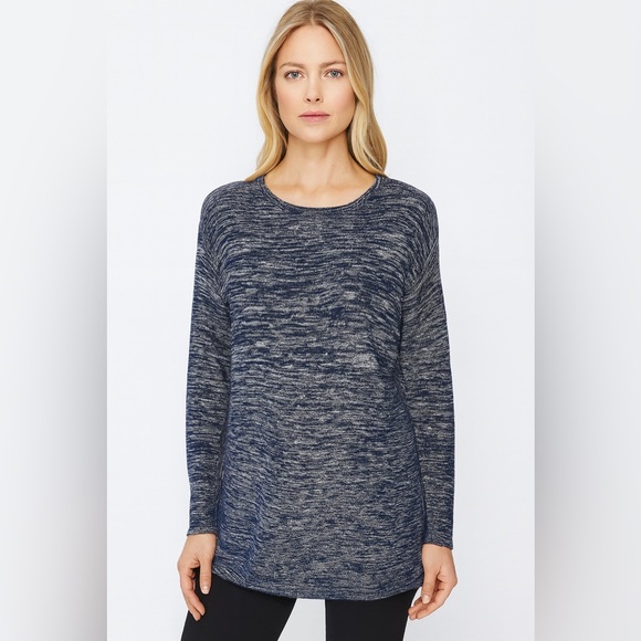 Ellen Tracy Navy Marled Sweatshirt - Picture 1 of 5
